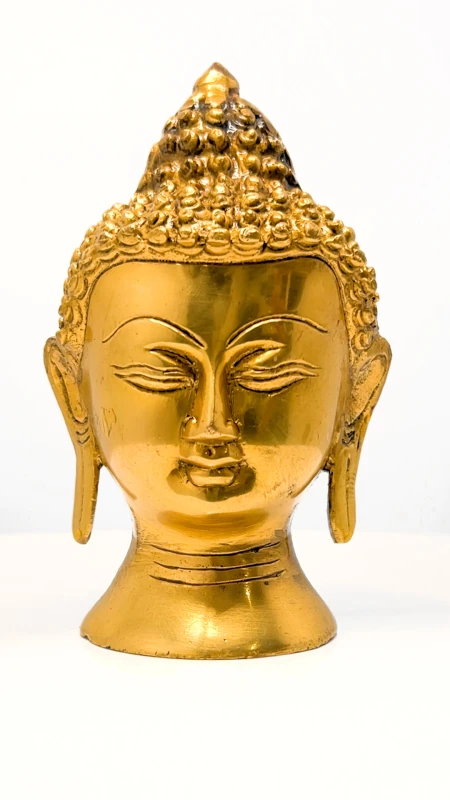Brass Buddha Head Statue | Handcrafted Home Décor for Peace & Serenity