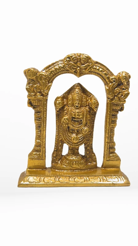 Small Brass Balaji Idol | Portable Temple Statue for Home & Travel